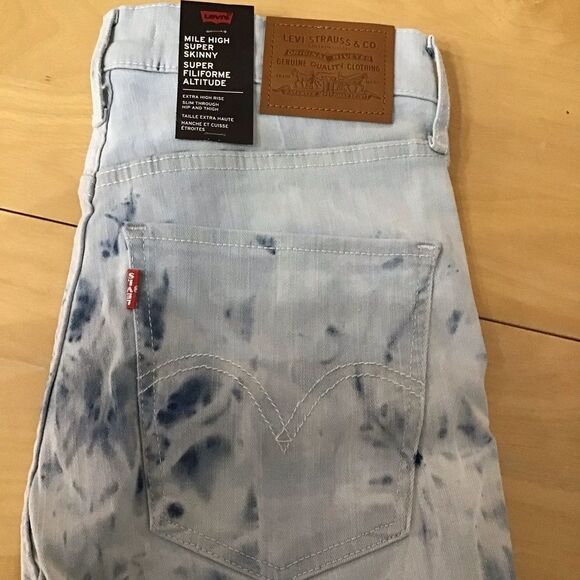 LEVI’S tie dye wash jeans mile high super skinny high rise waisted waist 29 - Picture 7 of 16